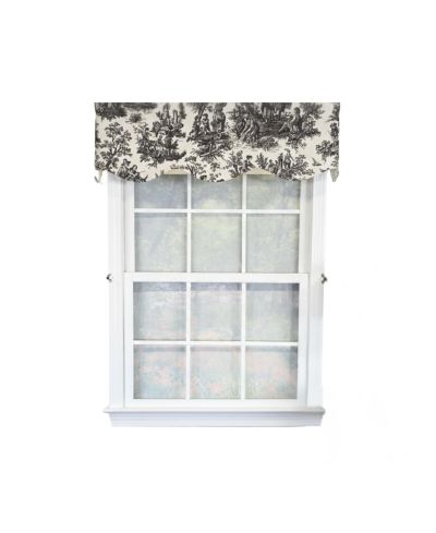 RLF Home Baroque Provance 100% Cotton Rod Pocket Lined  Window Valance 50" x 15" Black