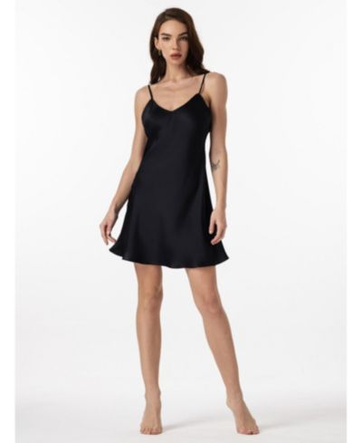 SILKSILKY Women's Pure Silk Adjustable Spaghetti Strap Nightgown Slip Dress