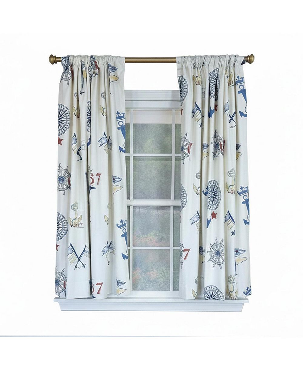 RLF Home Ralph Lauren Navigator 100% Cotton Rod Pocket Window Curtain set of 2