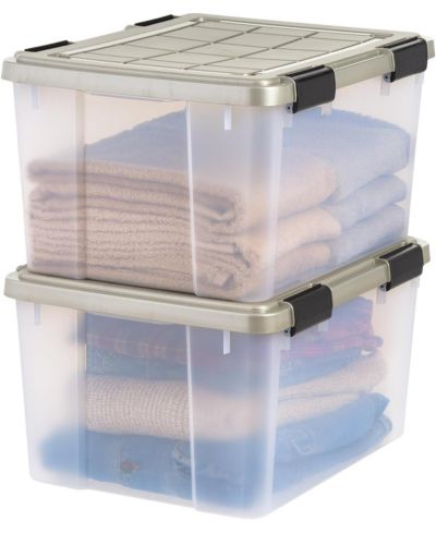 IRIS контейнеры для хранения 44 Qt с крышкой с уплотнителем, Clear/Chrome, 2 шт