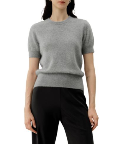 LILYSILK Women's Brushed Cashmere Short-Sleeve Sweater