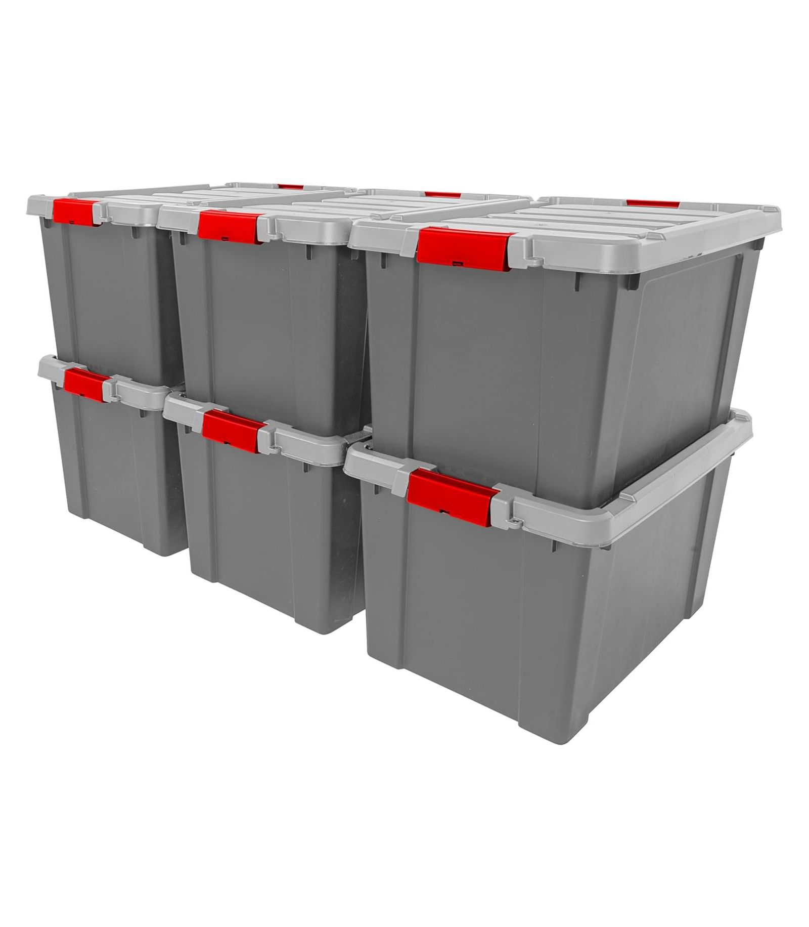 IRIS 19 Gallon Lockable Storage Totes with Lids, 6 Pack - Heavy Duty Durable Stackable Containers, Large Garage Organizing Bins Moving Tubs