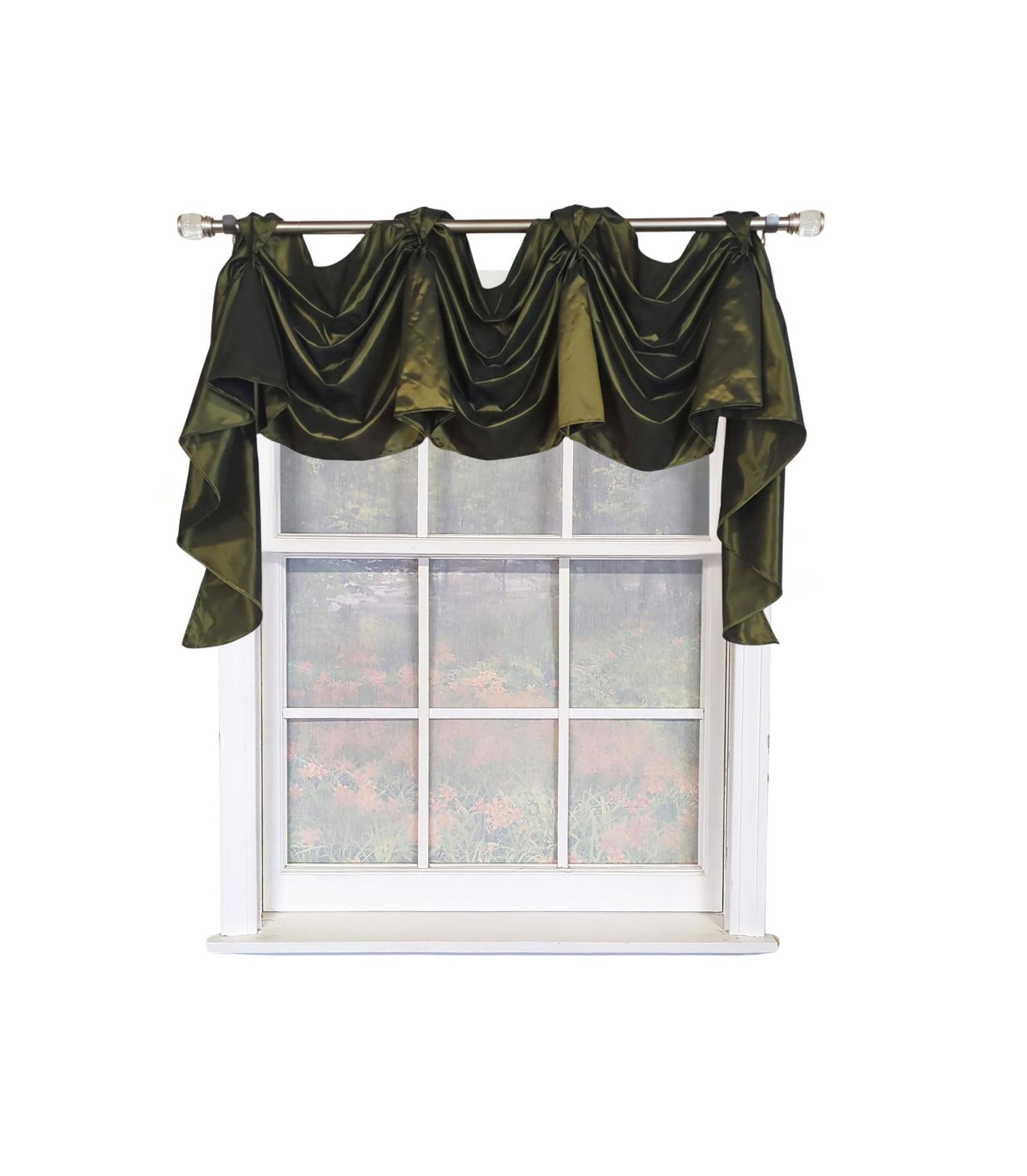 RLF Home Taffeta 3-S Victory 100% Polyester Tab Top Swag Window Curtain 54" x 25" Green