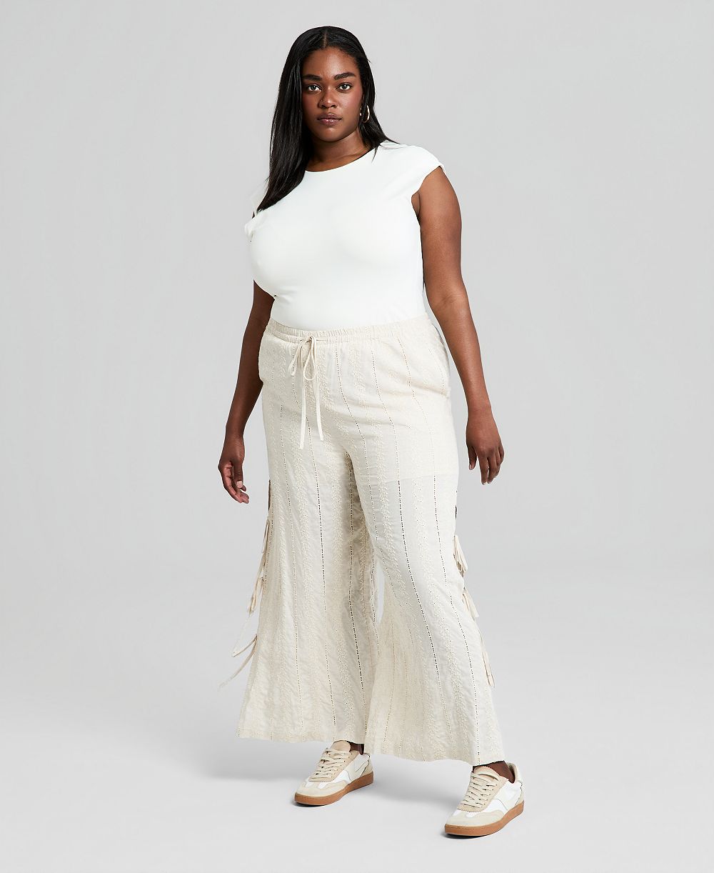 And Now This Trendy Plus Size Embroidered Wide-Leg Pants, Macy's Exclusive