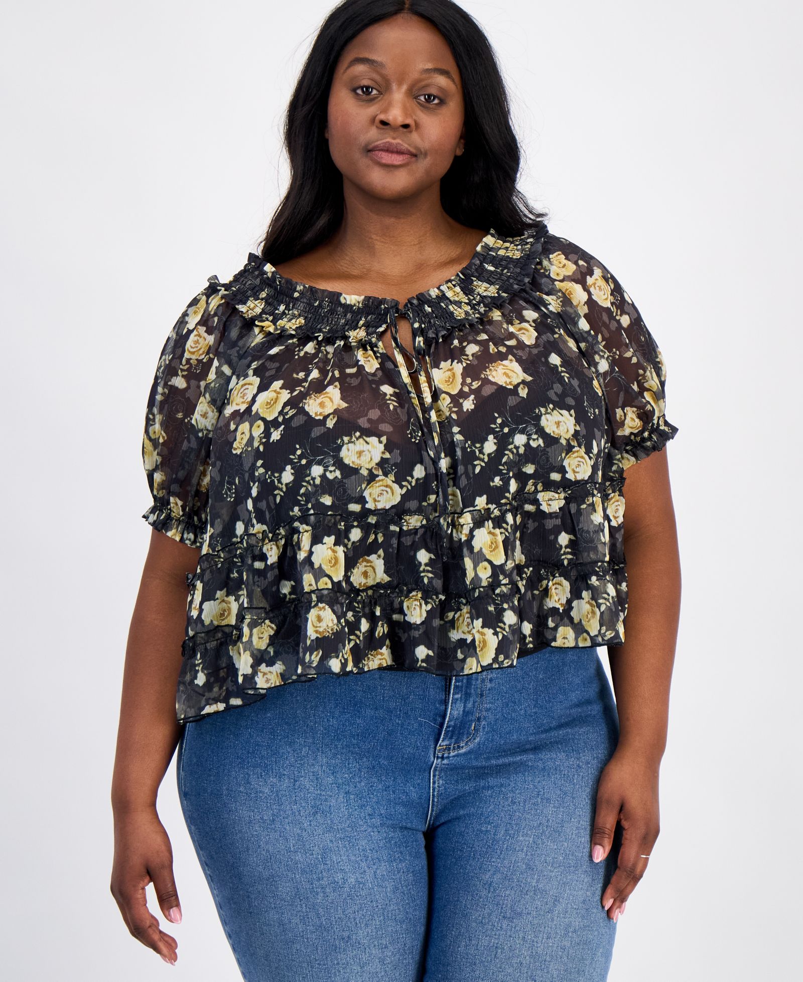 And Now This Женский топ с пышными рукавами Plus Size