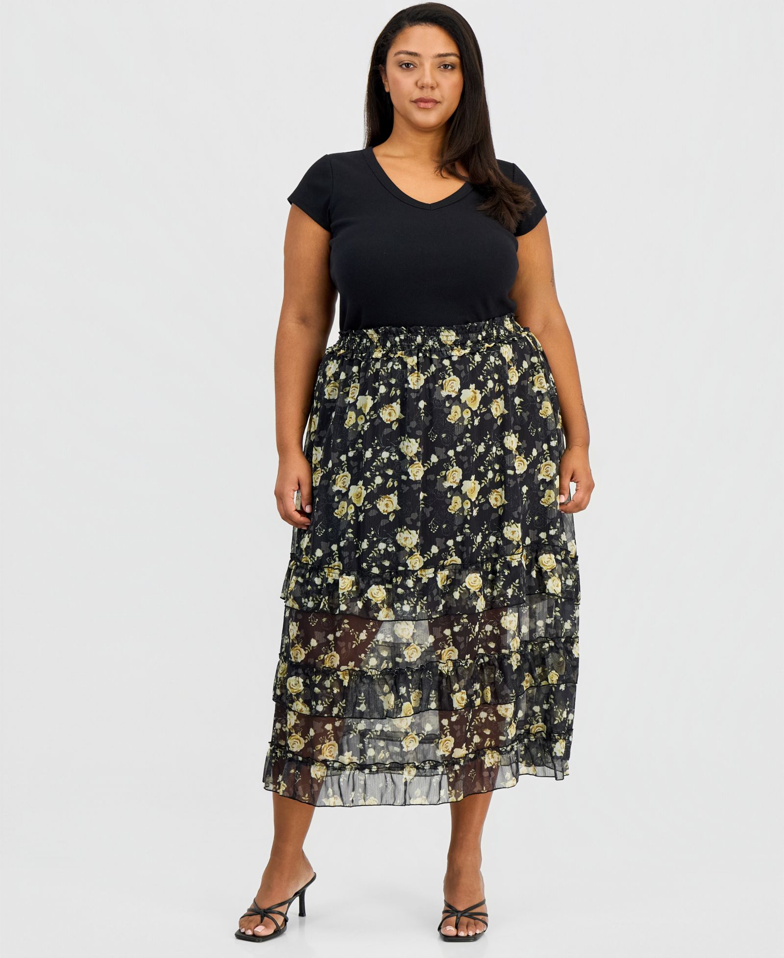 And Now This Юбка миди из шифона Plus Size