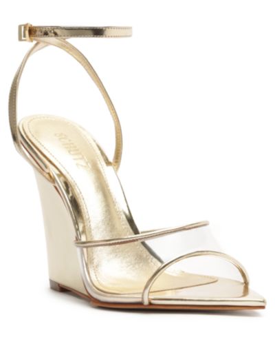 Schutz Women's Elodie Vinyl Pointed Toe Wedge Sandals