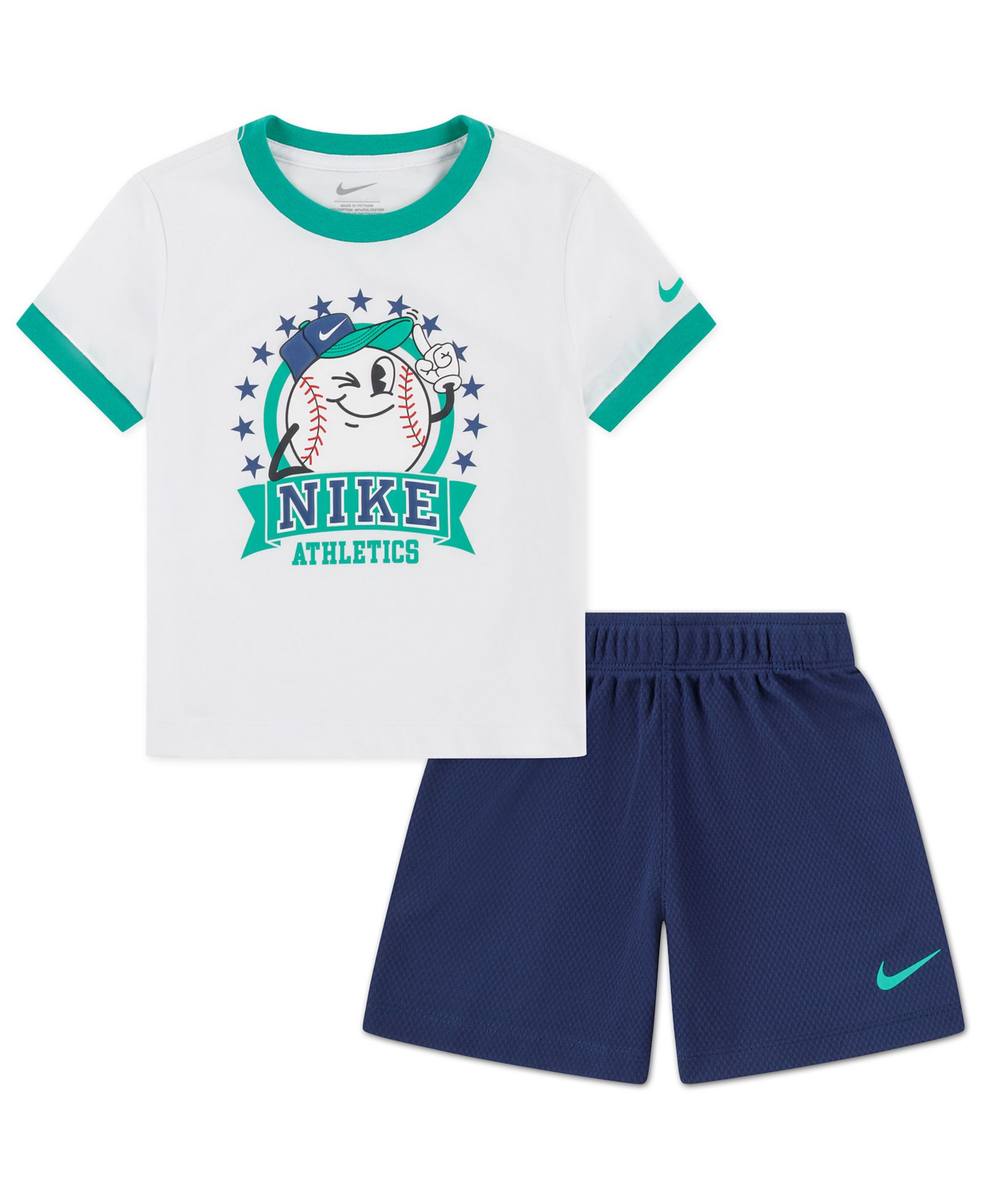 Nike Boys' Toddler 2T-4T Dri-FIT Baseball Character Short-Sleeve T-Shirt and Shorts, 2-Piece Set