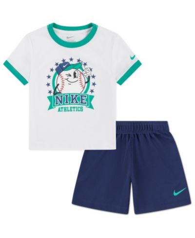 Nike Boys' Toddler 2T-4T Dri-FIT Baseball Character Short-Sleeve T-Shirt and Shorts, 2-Piece Set