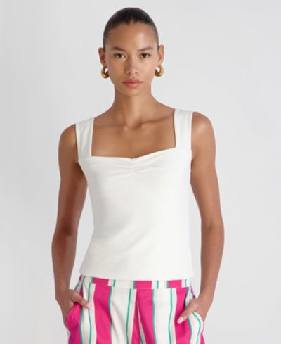 French Connection Women's Maisie Ruched Front Fitted Sweetheart Tank Top