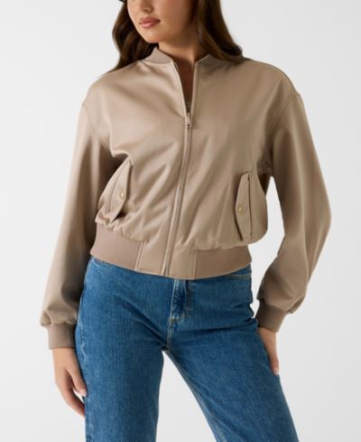 GUESS Women's Cathleen Bomber Full-Zip Collared Jacket