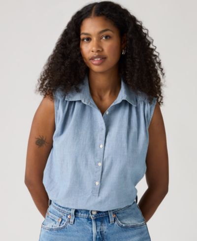 Levi's Women's Londynn Point Collar Relaxed-Fit Top