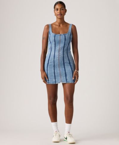 Levi's® Premium Women's Seamed Figure Hugging Slim Fit Square Neck Cotton Dress