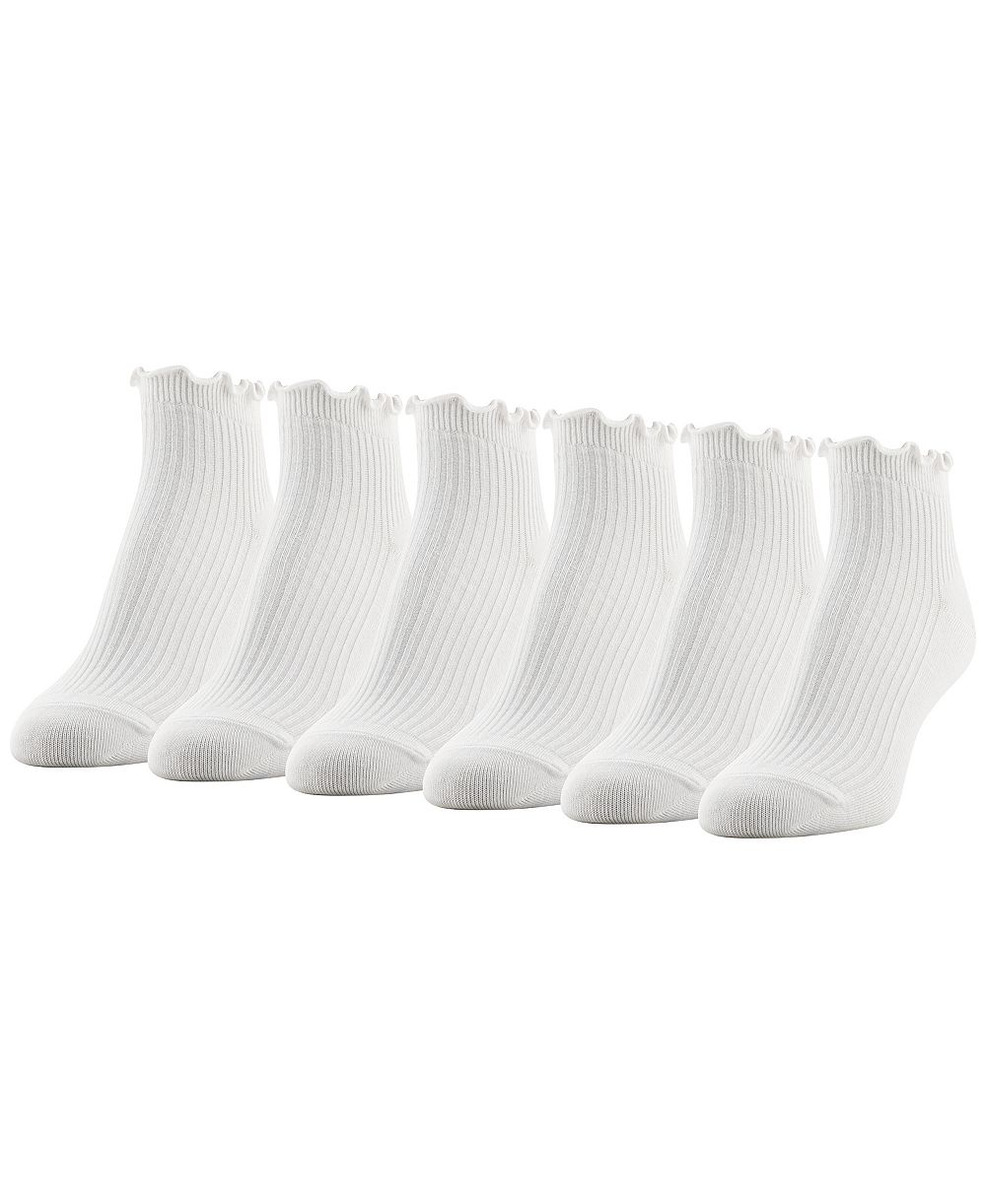 Gold Toe Women's Rib Lettuce Edge Quarter Socks, 6-Pack