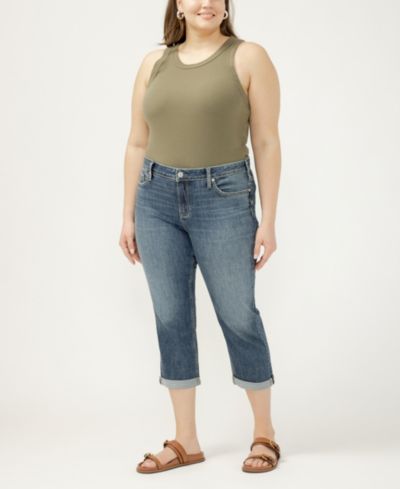 Женские джинсы Silver Jeans Co. Plus Size Elyse Mid-Rise Comfort Fit Capri