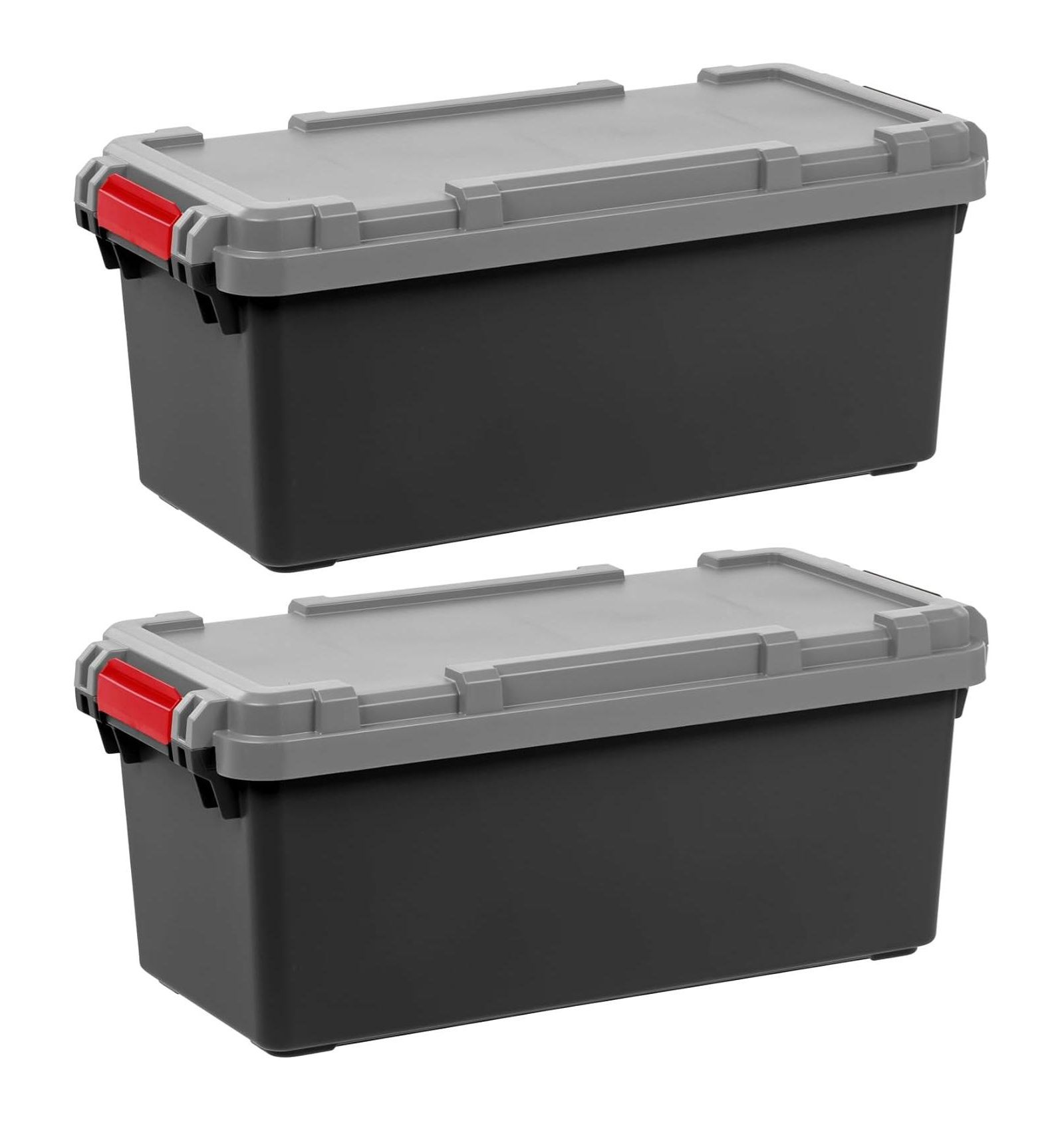 IRIS, 15-Gallon, Lockable Storage Trunk Box, Plastic, Black/Gray, 2Pk