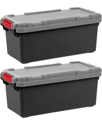 IRIS Контейнер для хранения Lockable Storage Trunk Box, Plastic, Black/Gray, 2Pk, 15-Gallon