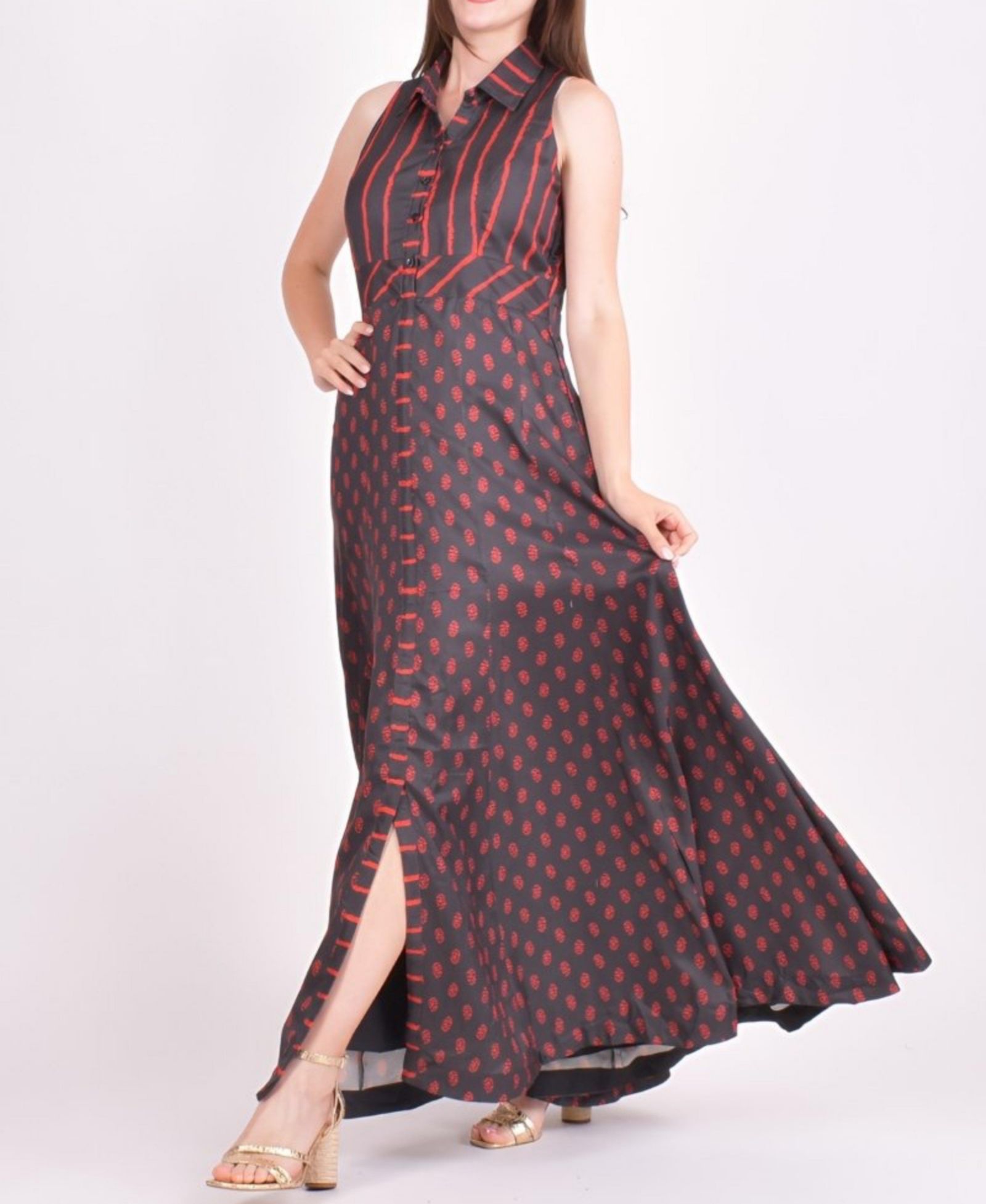 RAAS Meher Slit Button Up Maxi Dress