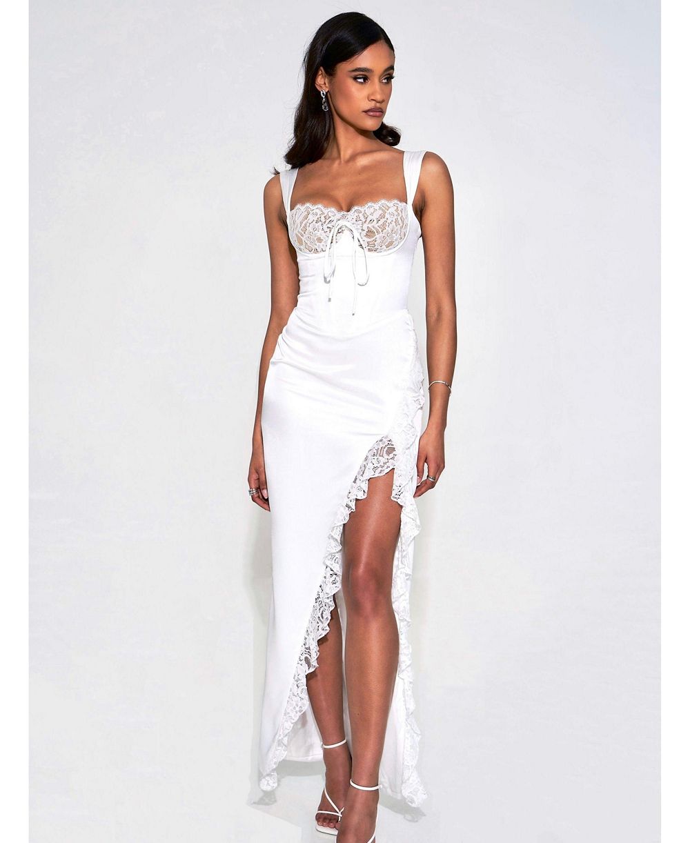Женское платье-корсет Miss Circle Freddie White Lace Satin Maxi