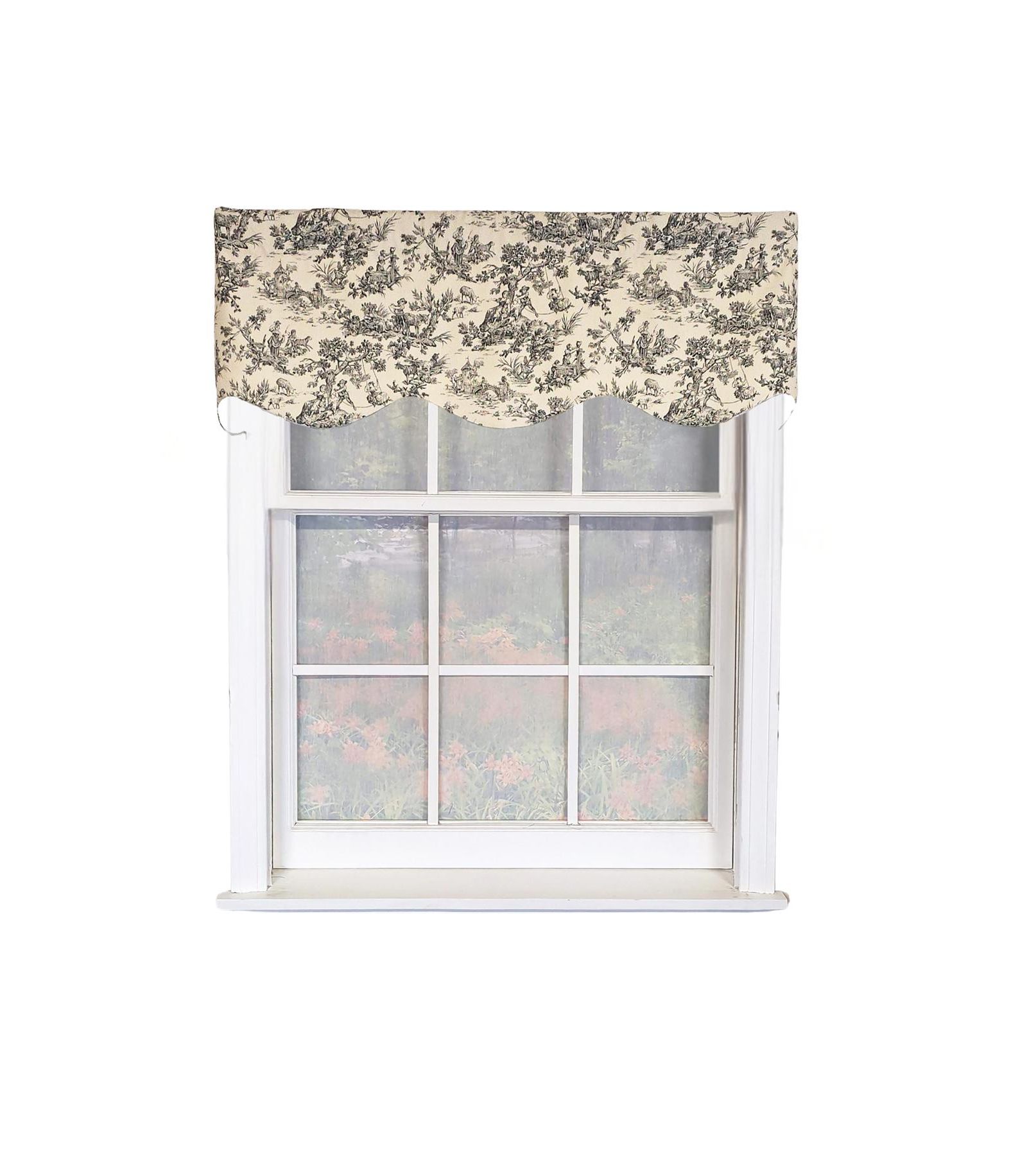 RLF Home Tradition Provance 100% Cotton Rod Pocket Lined  Window Valance 50" x 15" Black