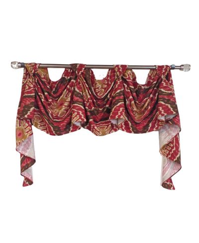 Штора RLF Home Begonia3-S Victory 100% Cotton Tab Top Swag Window Curtain 54" x25" Red