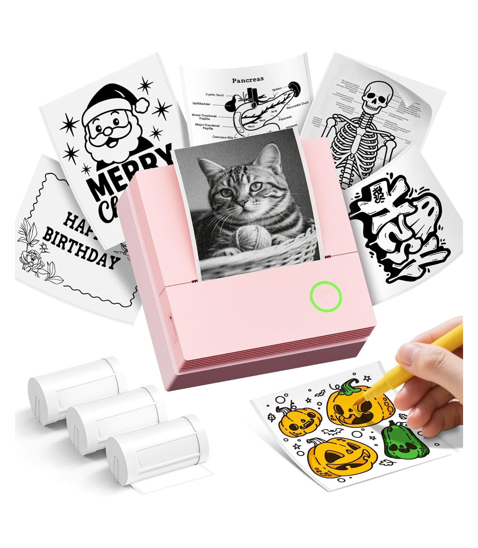 Портативный Bluetooth принтер SWIFINT PM290C Inkless Sticker Maker с 3 рулонами бумаги