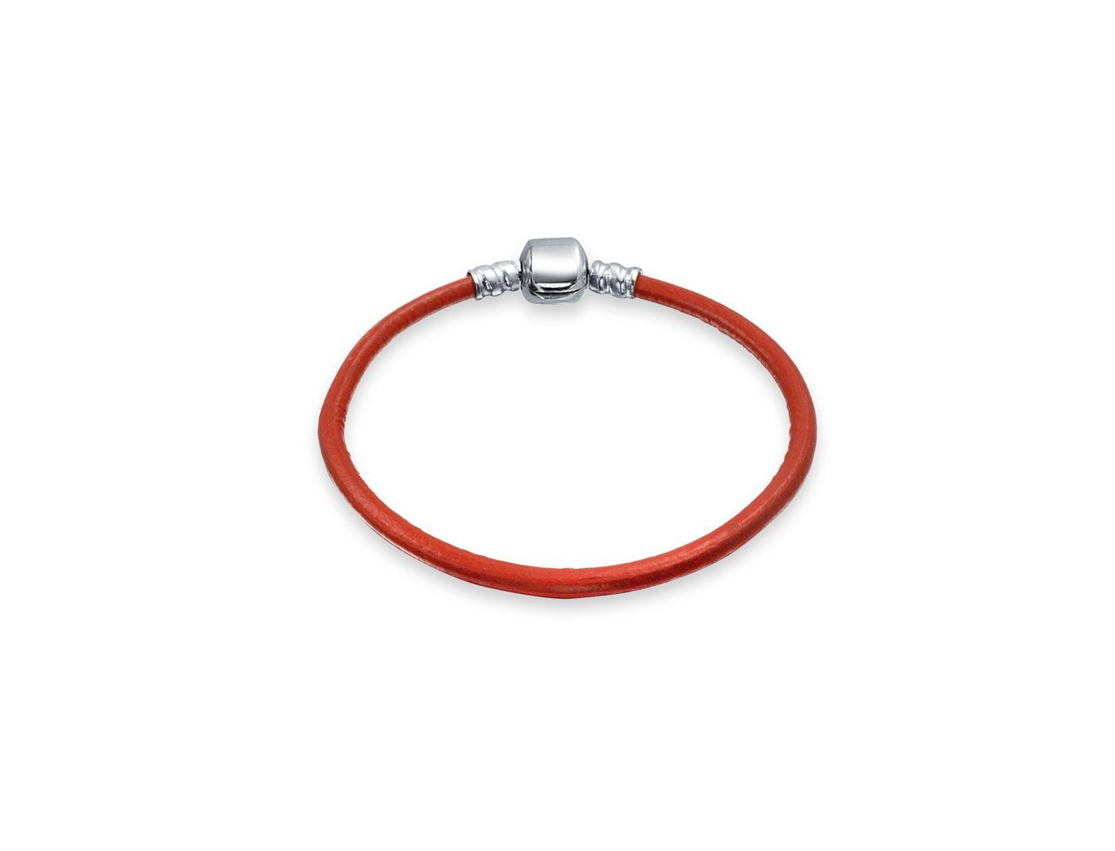 Браслет Bling Jewelry из натуральной красной кожи с серебром.925 и застежкой-бочонком