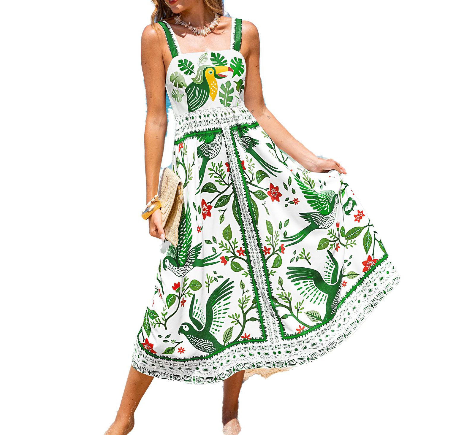 Cupshe Women's Two Can Tango Tropical Maxi Beach Dress