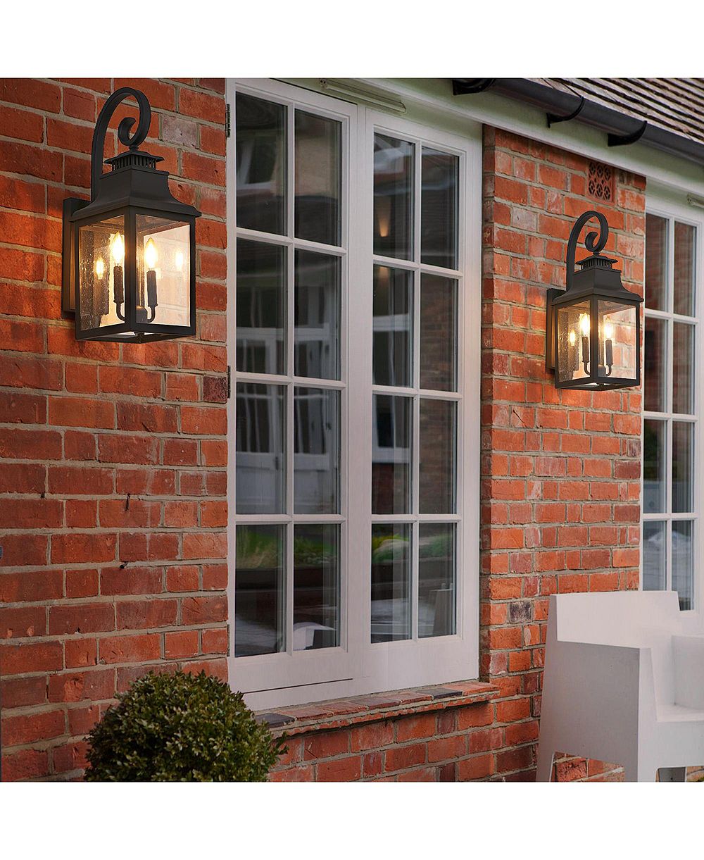 Flynama 23"(H) 2-Pack Outdoor Wall Lantern Light – Vintage Black Metal Sconce with Clear Seeded Glass for Porch, Patio, and Garden (Bulb Not Included