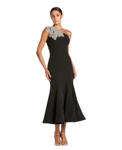 Mac Duggal платье миди с одним плечом и цветами, Petite Crepe