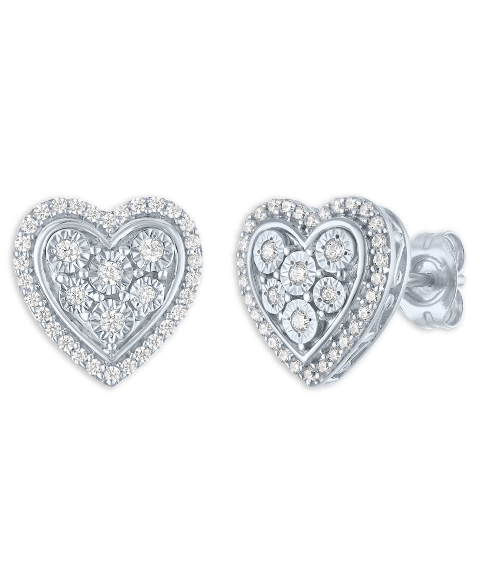 Серьги Diamond Heart Sterling Silver 1/4 ct. t.w.