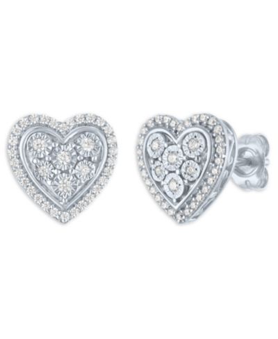Серьги Diamond Heart Sterling Silver 1/4 ct. t.w.