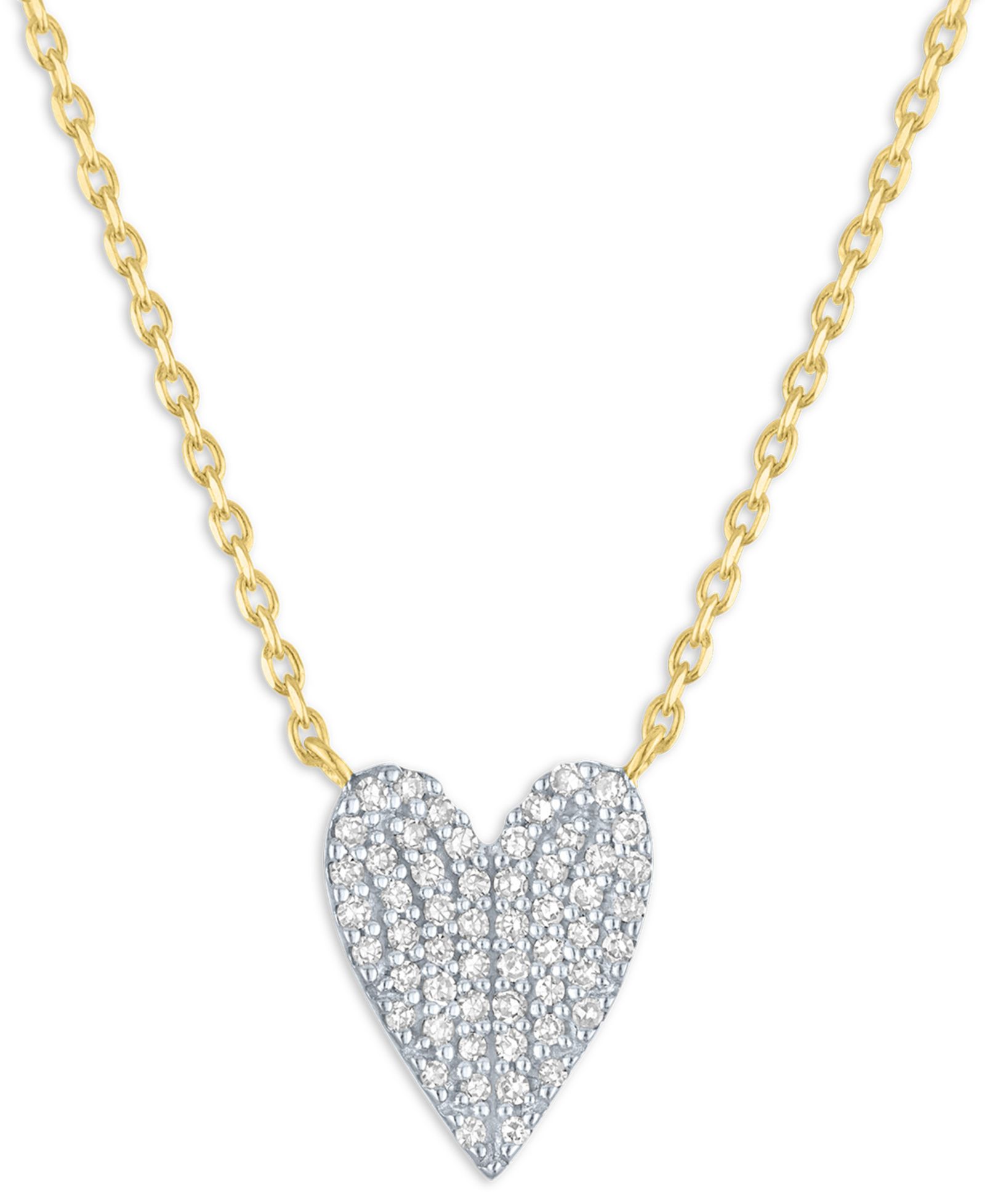 Подвеска-кулон Diamond Pave Heart (1/6 ct. t.w.) в 14k Yellow Gold Over Sterling Silver
