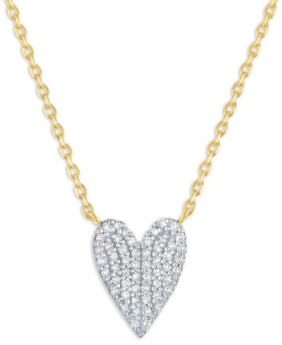 Подвеска-кулон Diamond Pave Heart (1/6 ct. t.w.) в 14k Yellow Gold Over Sterling Silver