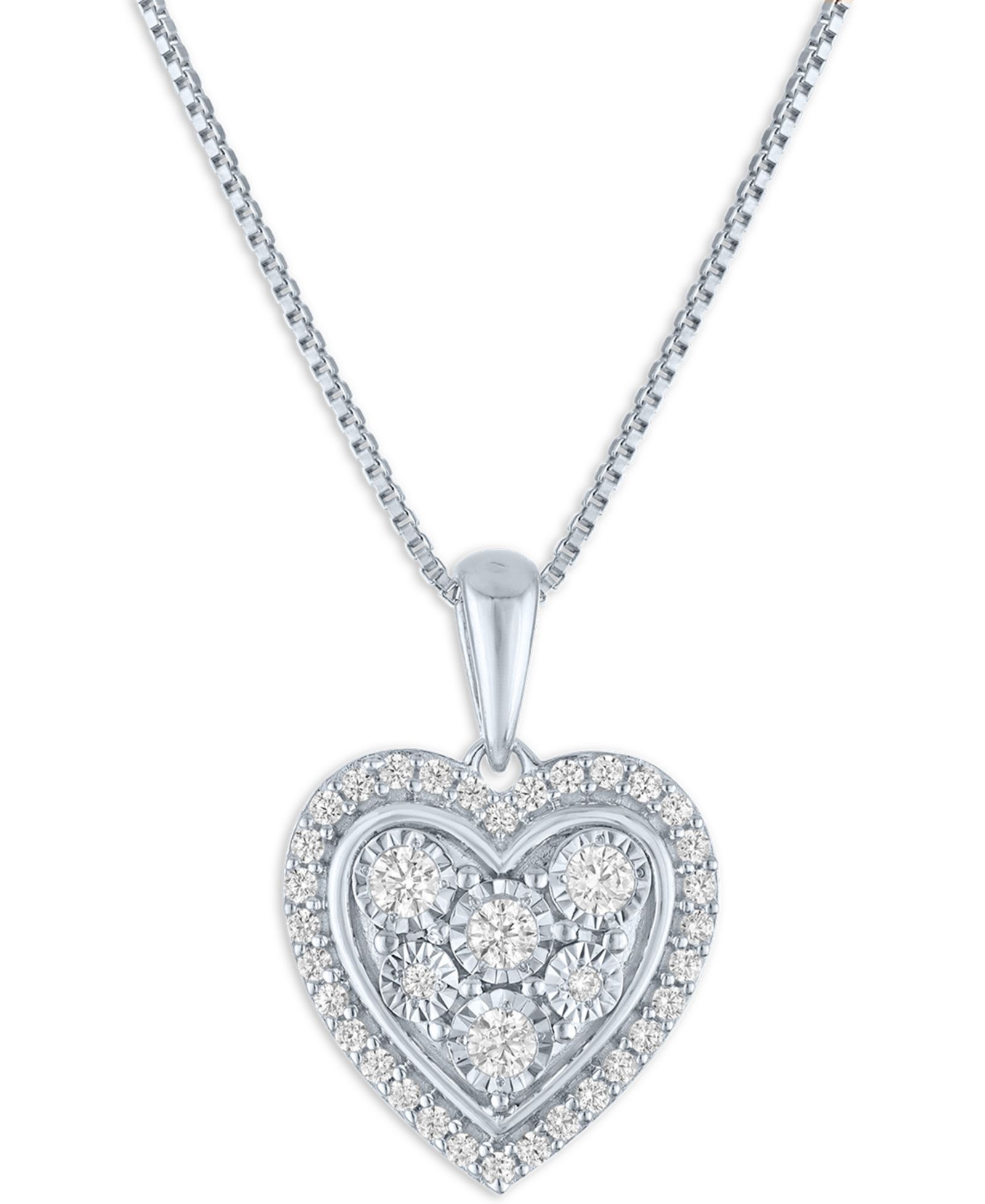 Diamond Heart Pendant Necklace (1/4 ct. t.w.) в Sterling Silver