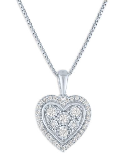 Diamond Heart Pendant Necklace (1/4 ct. t.w.) in Sterling Silver