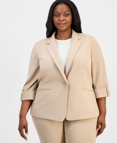 Anne Klein Essentials Plus Size Жакет на одну пуговицу с рукавами 3/4