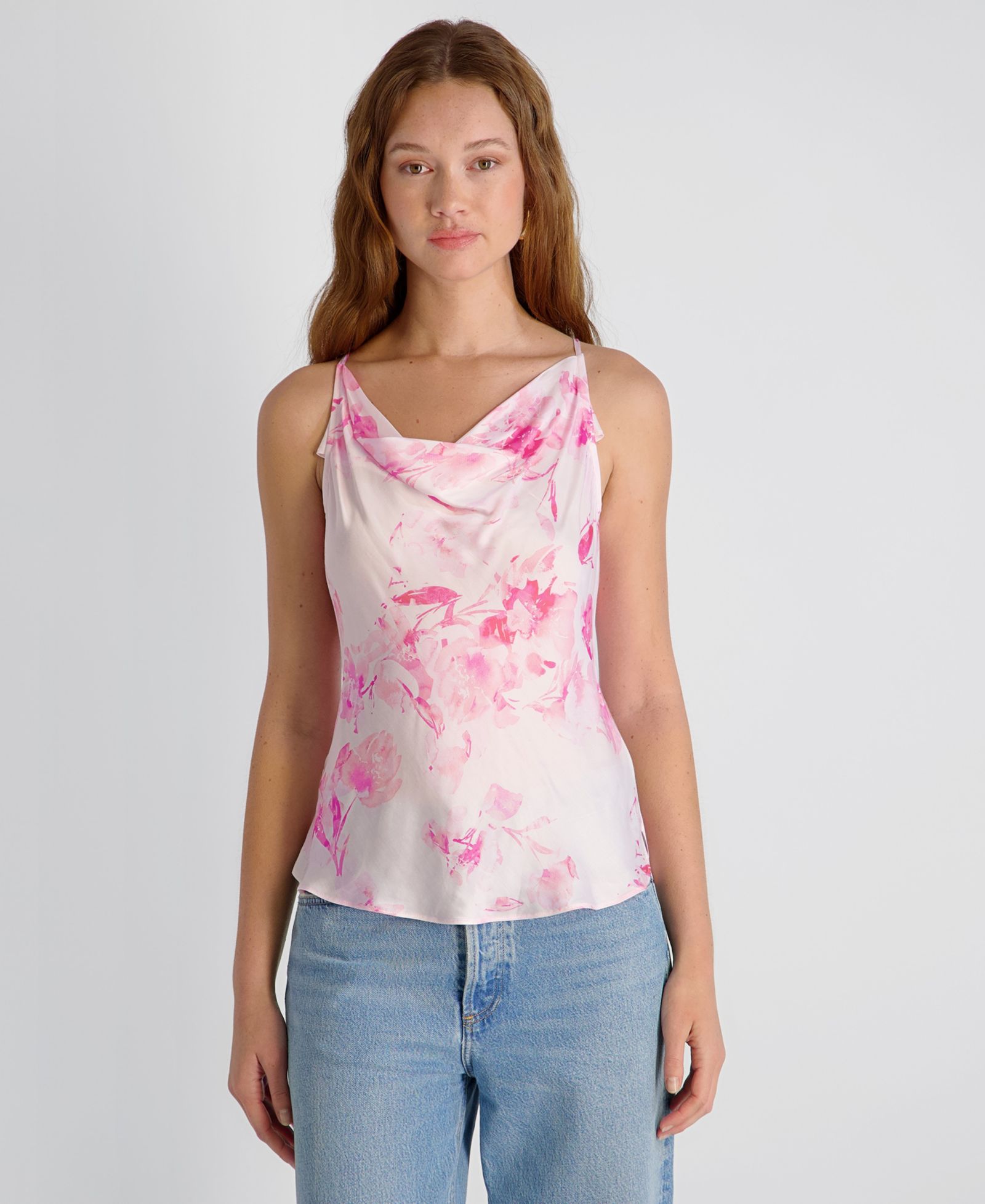 French Connection Women's Ennis Satin Cowl Neck Top