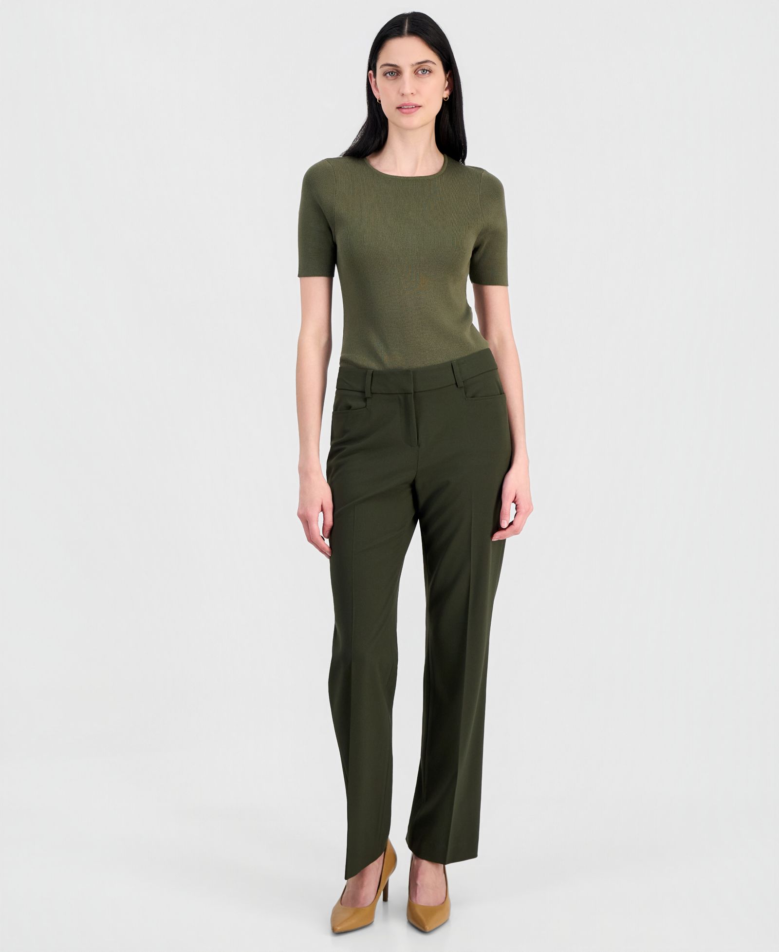 Tahari ASL Women's High-Rise Straight-Leg Pants