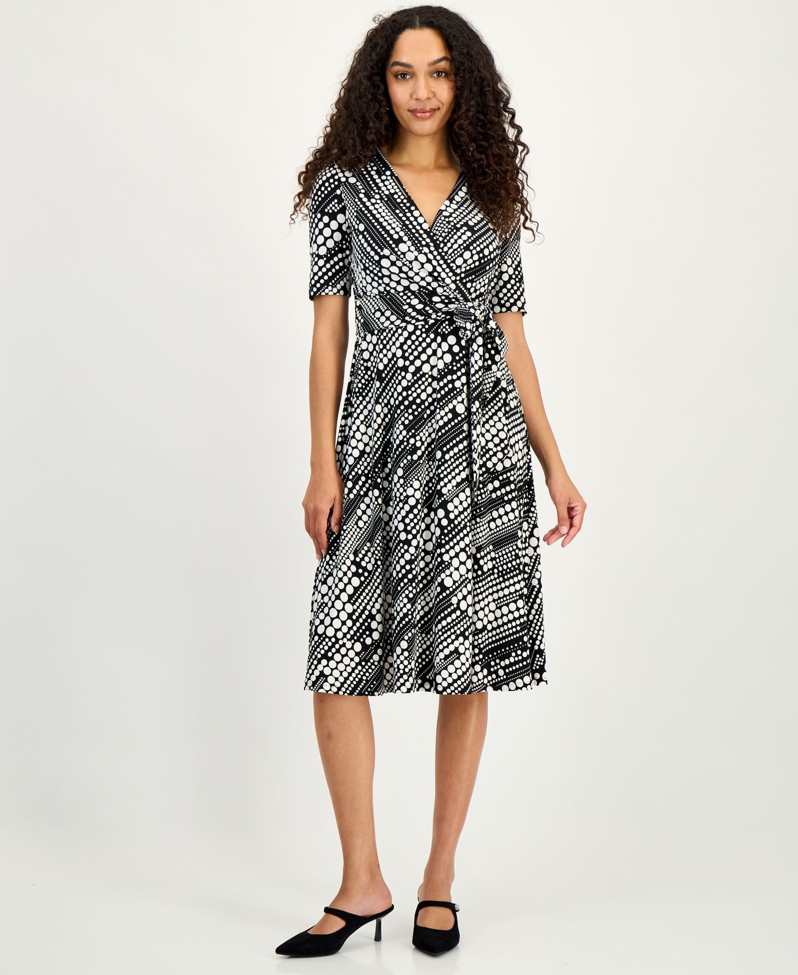Женское миди-платье Kasper Printed Faux-Wrap