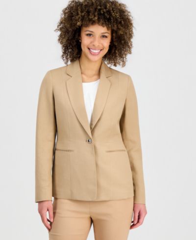 Женский блейзер Kasper Linen Notched Collar One-Button, Regular & Petite