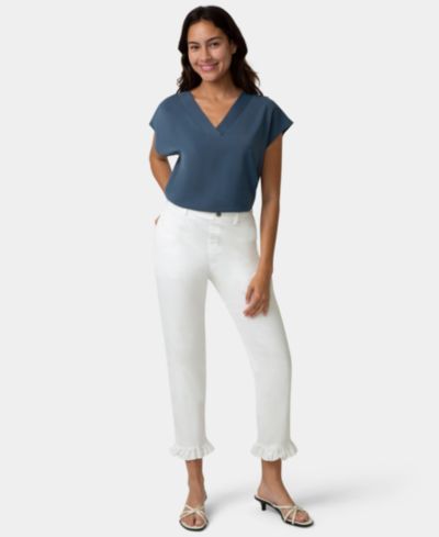 Hue Women's Ruffle Denim Skimmer Pull-On Pant