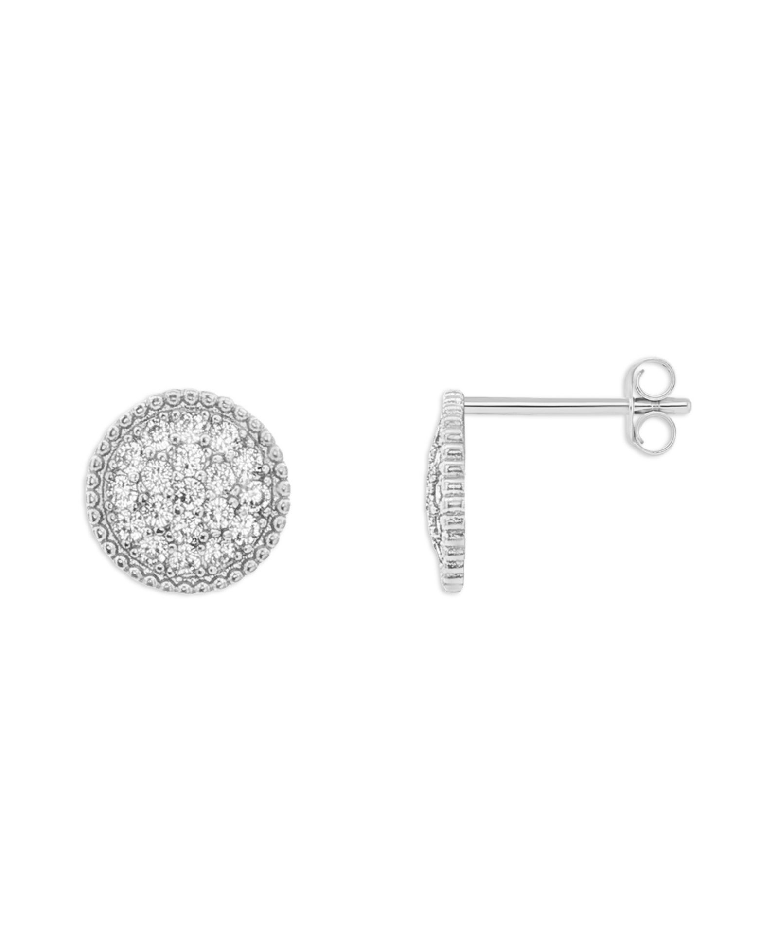 Giani Bernini Sterling Silver Round Pave Cubic Zirconia Stud Earrings