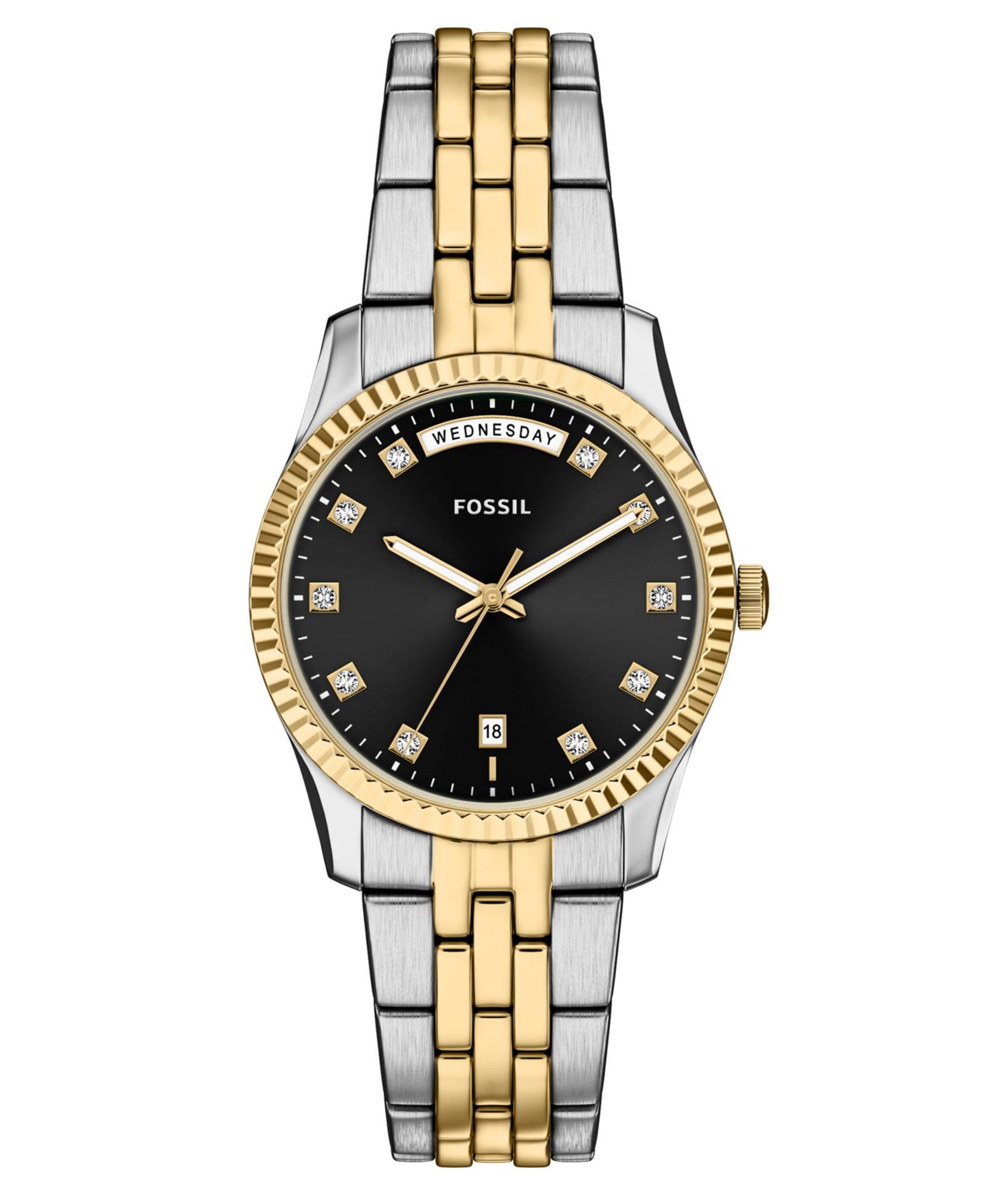 Fossil Women's Scarlette Three-Hand Day-Date Two-Tone Stainless Steel Watch, 34mm