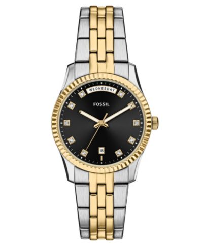 Женские часы Scarlette Three-Hand Day-Date из двухцветной нержавеющей стали Fossil, 34mm