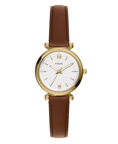 Женские часы Fossil Carlie Three-Hand, коричневая кожа, 28mm