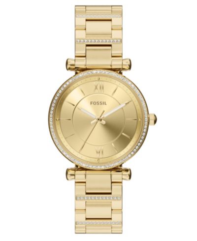 Женские золотистые стальные часы Fossil Carlie, 35mm
