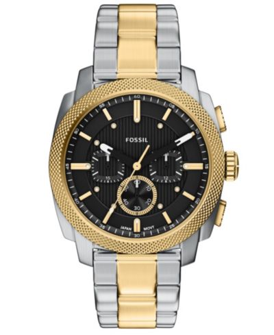 Fossil Мужские часы Machine Chronograph из двухцветной нержавеющей стали, 44mm