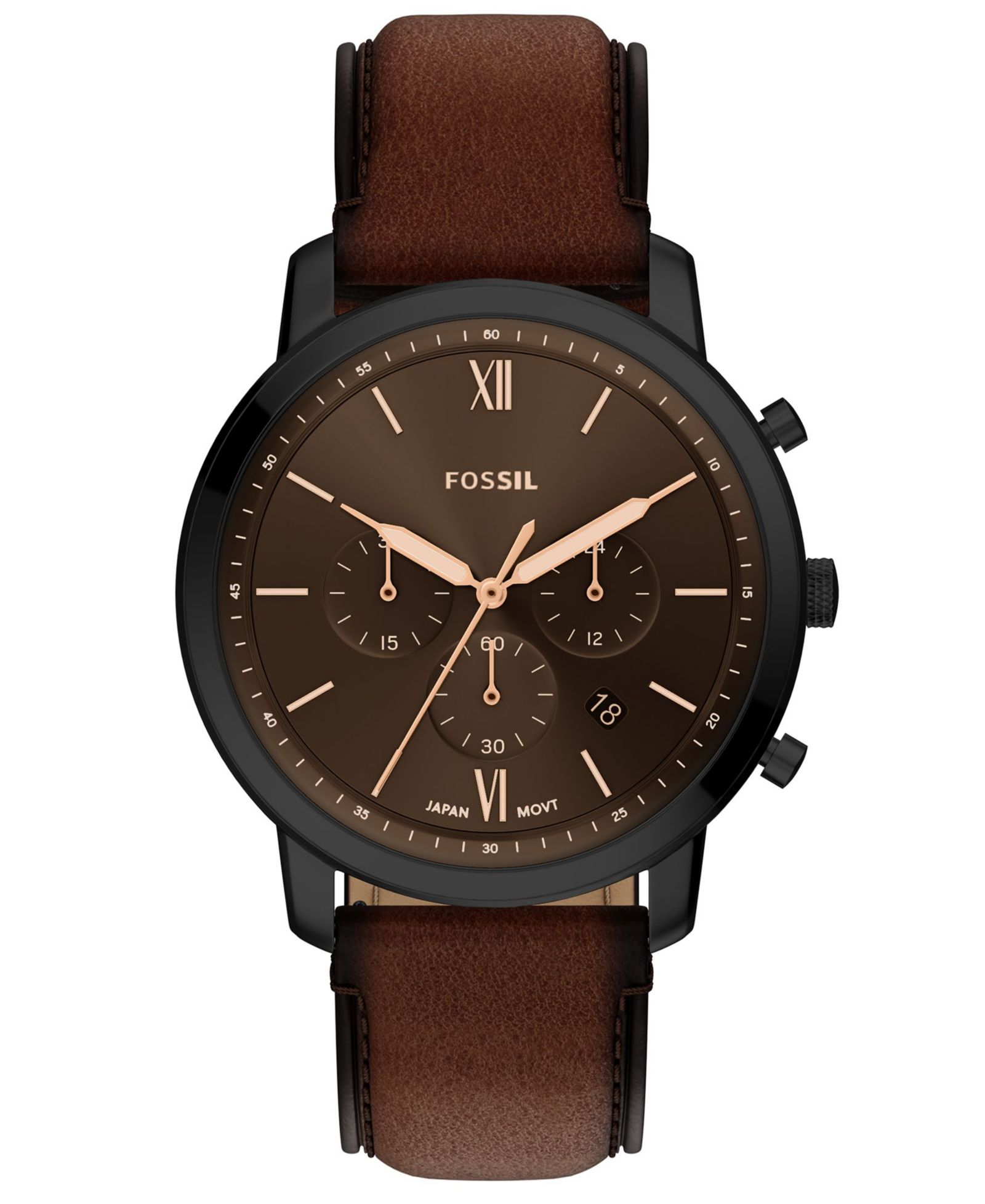 Fossil Men's Neutra Chronograph Brown Leather Watch, 44mm