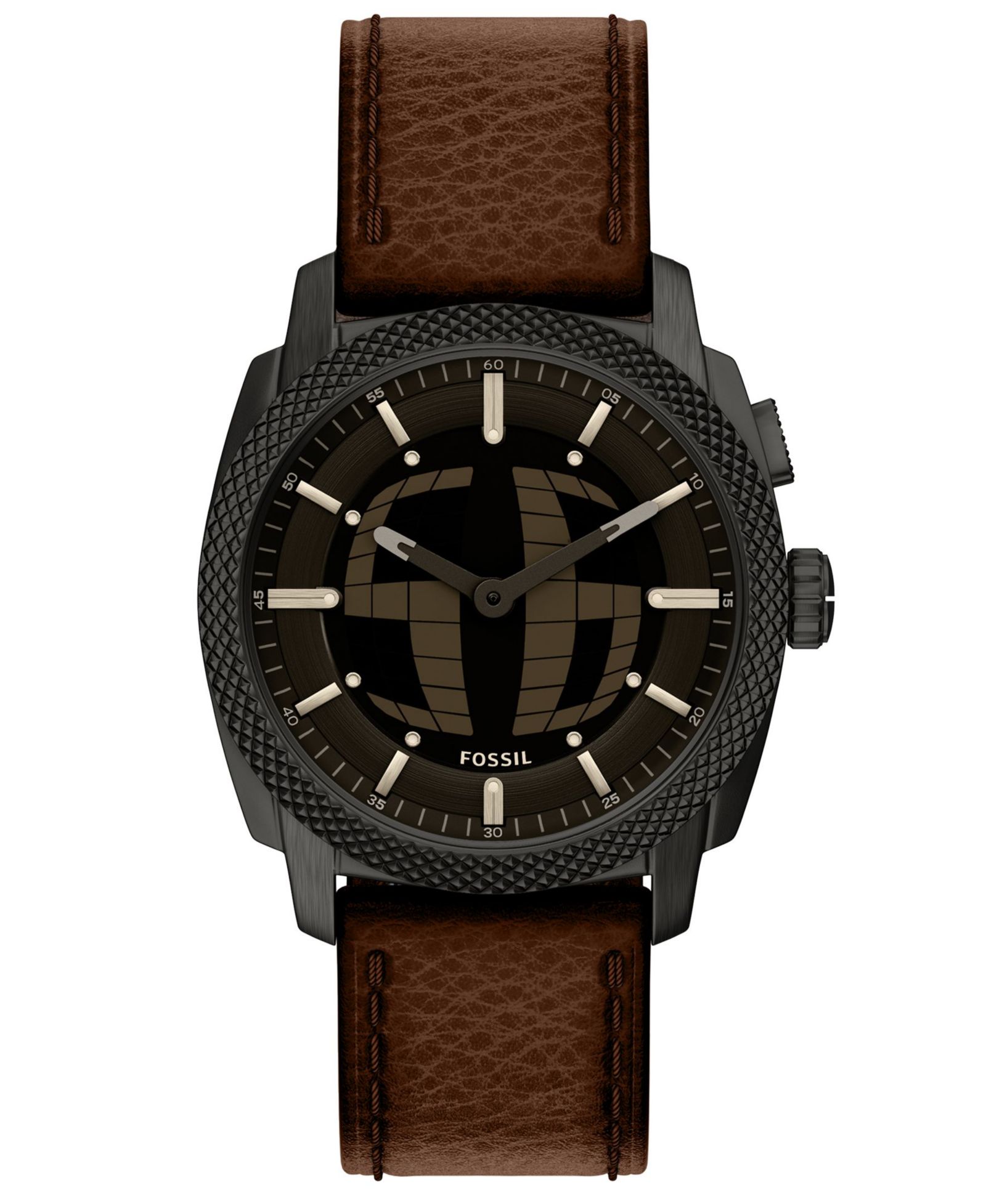 Fossil Men's Machine Big Tic Brown Leather Watch, 41mm